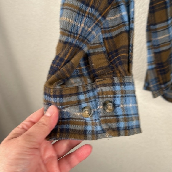 Eddie Bauer Men's Plaid Blue & Brown Long Sleeve Button Down Classic Shirt XXL - Picture 3 of 6